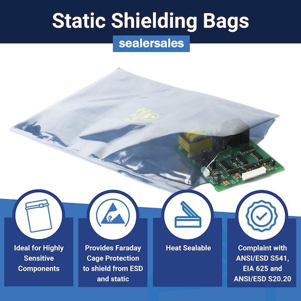 Static Shielding Bags 6X10, 100PK